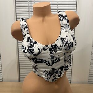 AKIRA Monochrome Butterfly Crop Top